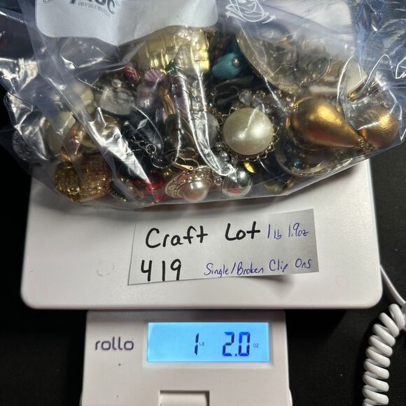 J419 Clip-On Earrings Craft Bulk Bundle of Jewelry - Picture 2 of 2